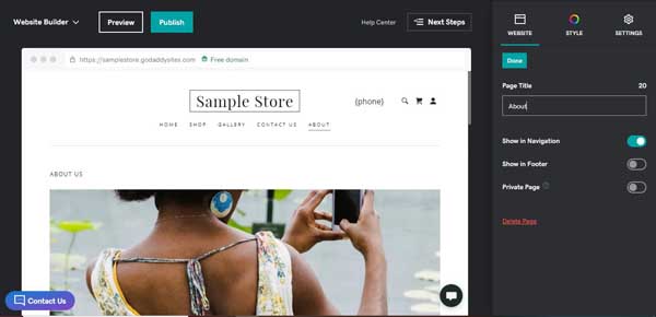 How to use the GoDaddy website builder.