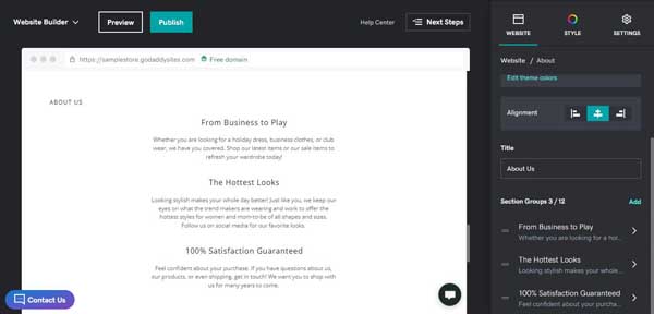 How to use the GoDaddy website builder.