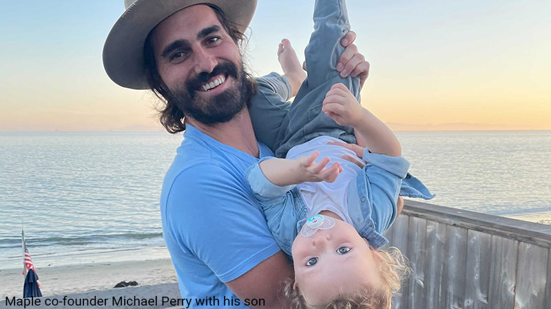 Maple co-founder Micheal Perry with his son.