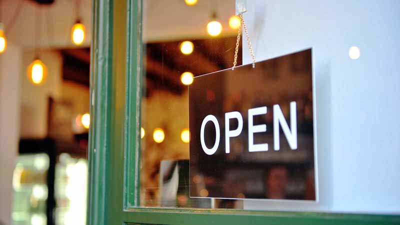 Open sign on a door.