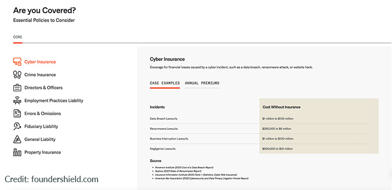 Founder Shield Insurance Products.