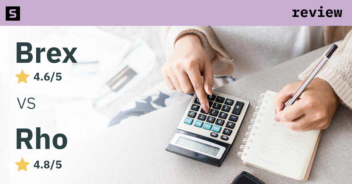 Woman comparing Rho versus Brex ratings.