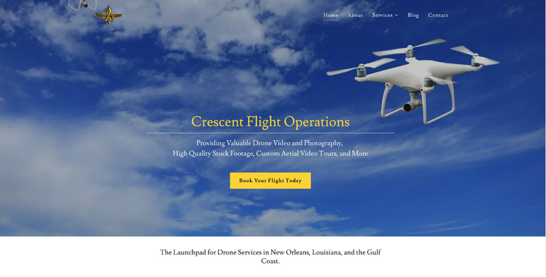 GoDaddy website example, Crescent Flight Operations.