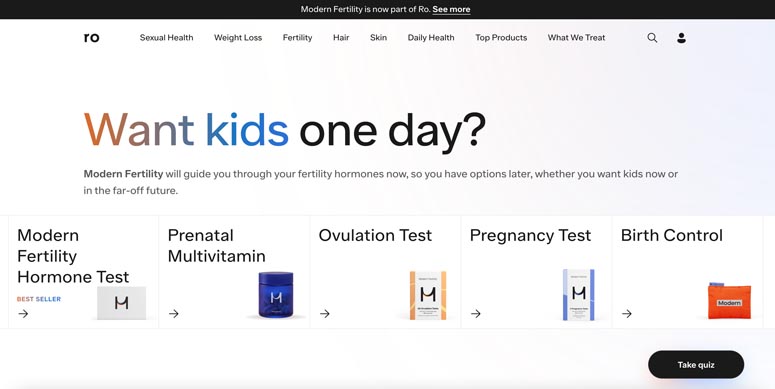Ro Modern Fertility website