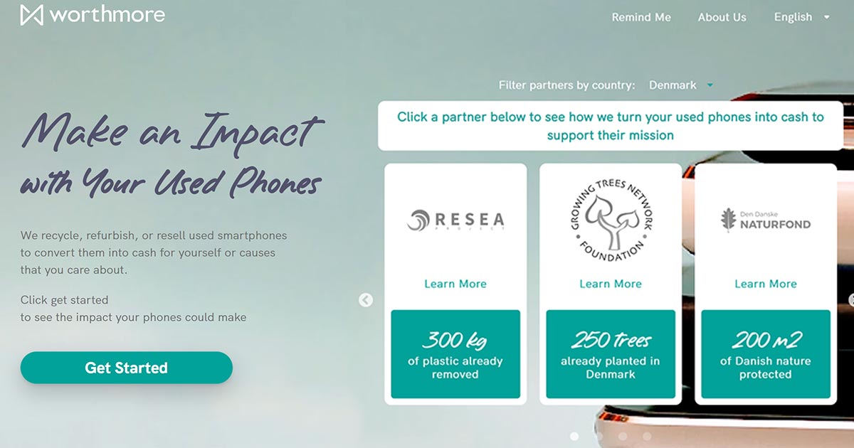 Screenshot of the Worthmore website.