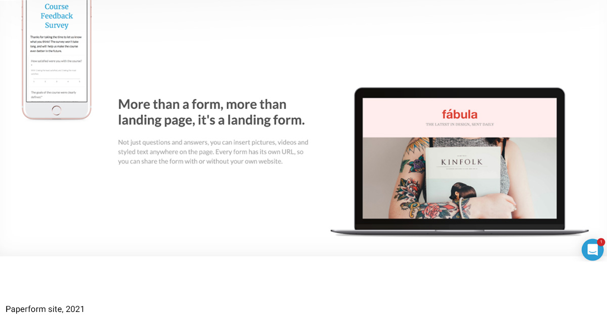 Paperform website, 2021